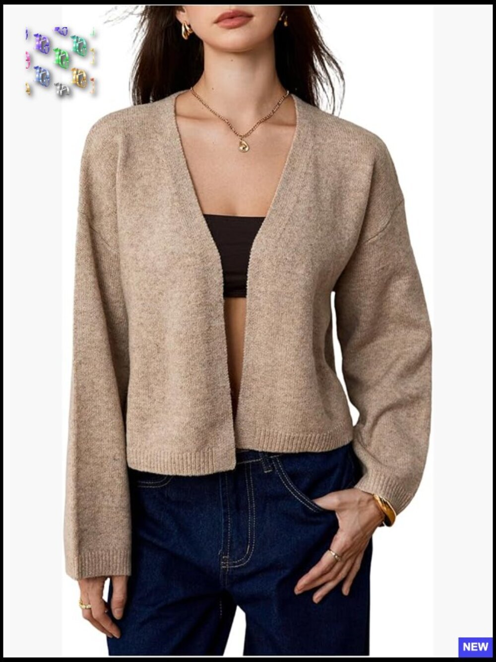 Oversized Cardigan Open Front Drop Shoulder V-Neck Lightweight Knit Sweater